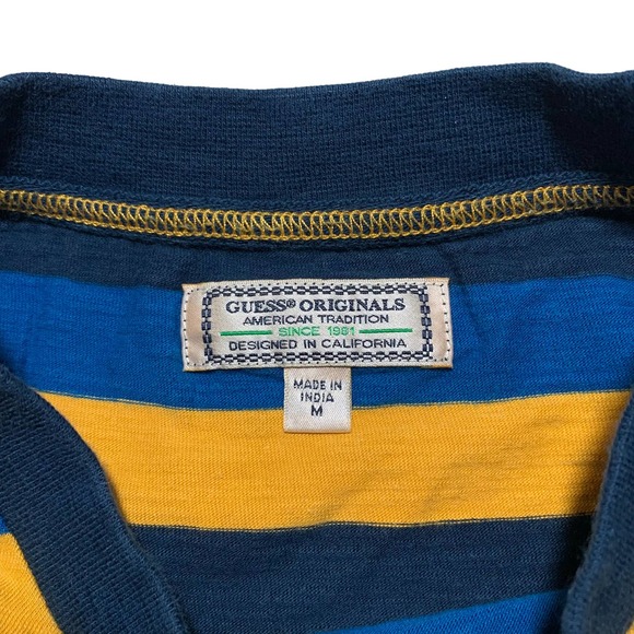 Vintage Guess | Men | 90s Crew Neck Embroidered Stripe Tee | Size Medium - Picture 7 of 10